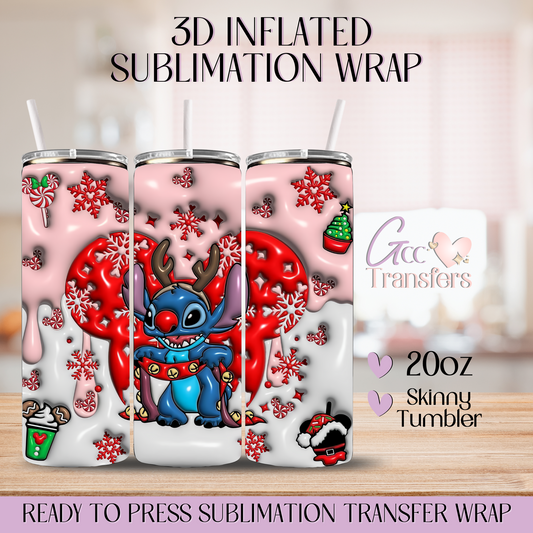 Xmas Red Mouse Head Cute Character - 20oz 3D Inflated Sublimation Wrap