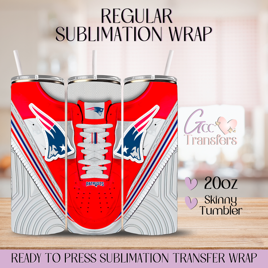Red Sneaker New England Football Team - 20oz Regular Sublimation Wrap