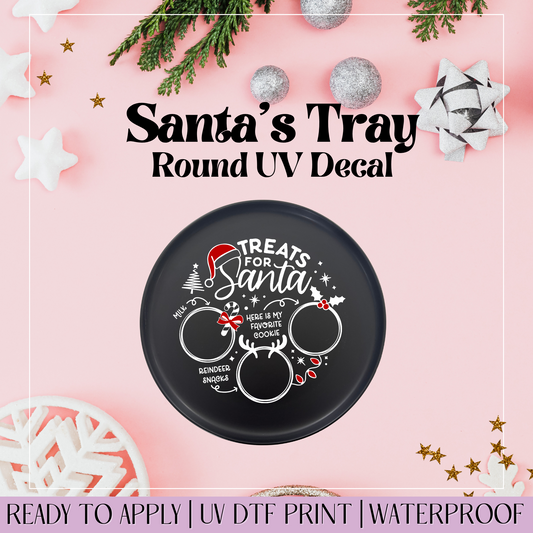 Red White Treats for Santa - Round Santa Tray UVDTF Decal