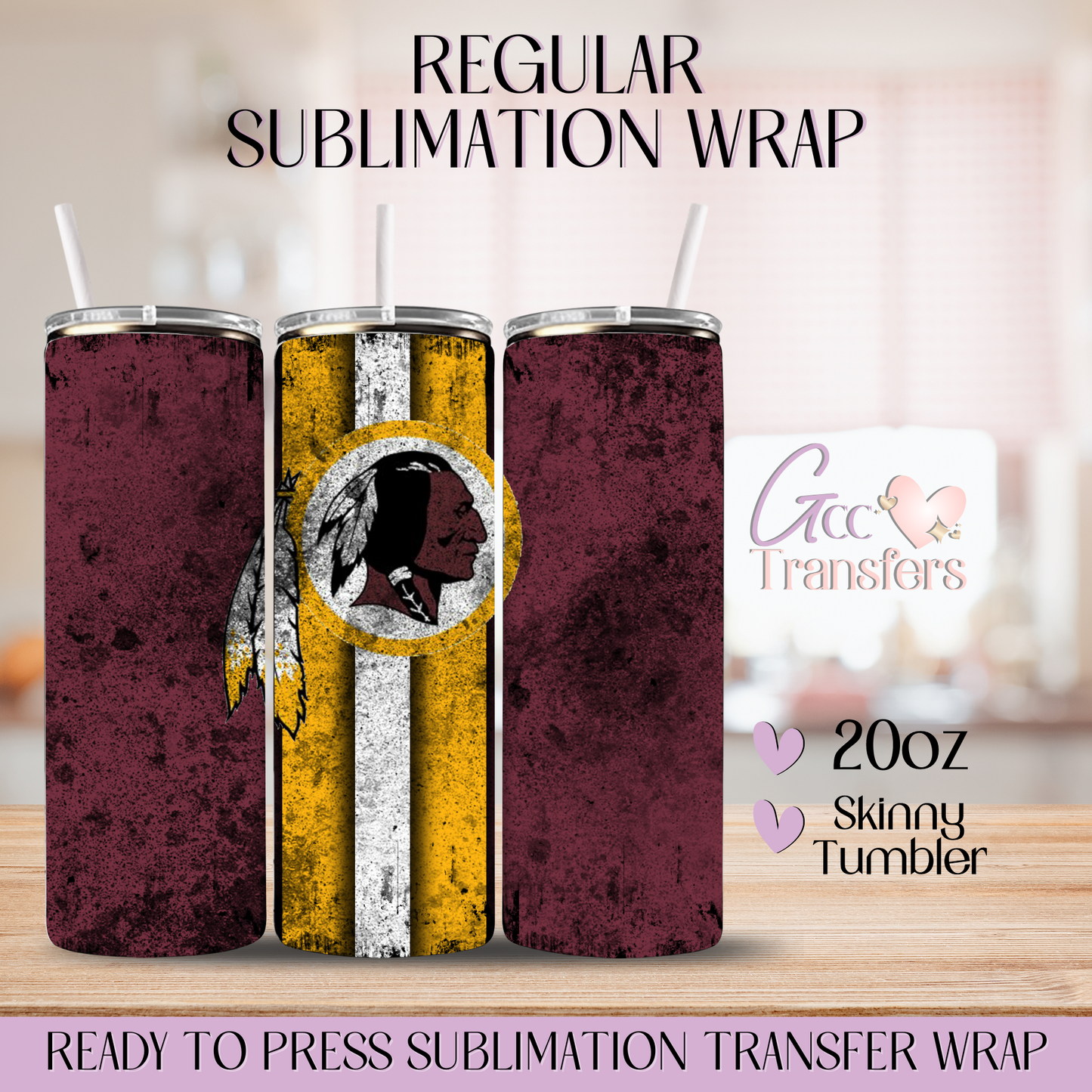 Old Redskins Football Team - 20oz Regular Sublimation Wrap