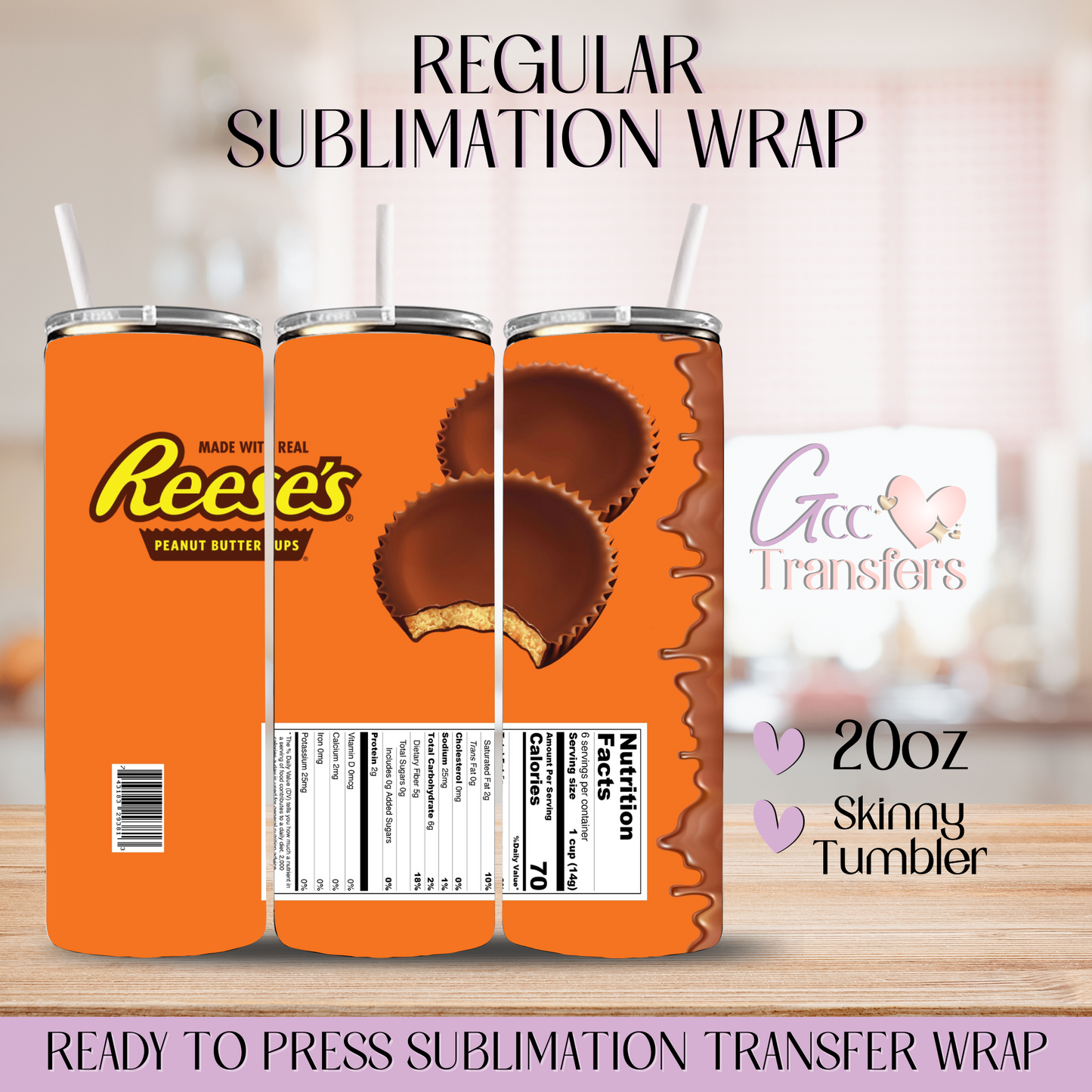 Peanut Butter Chocolate Snack - 20oz Regular Sublimation Wrap