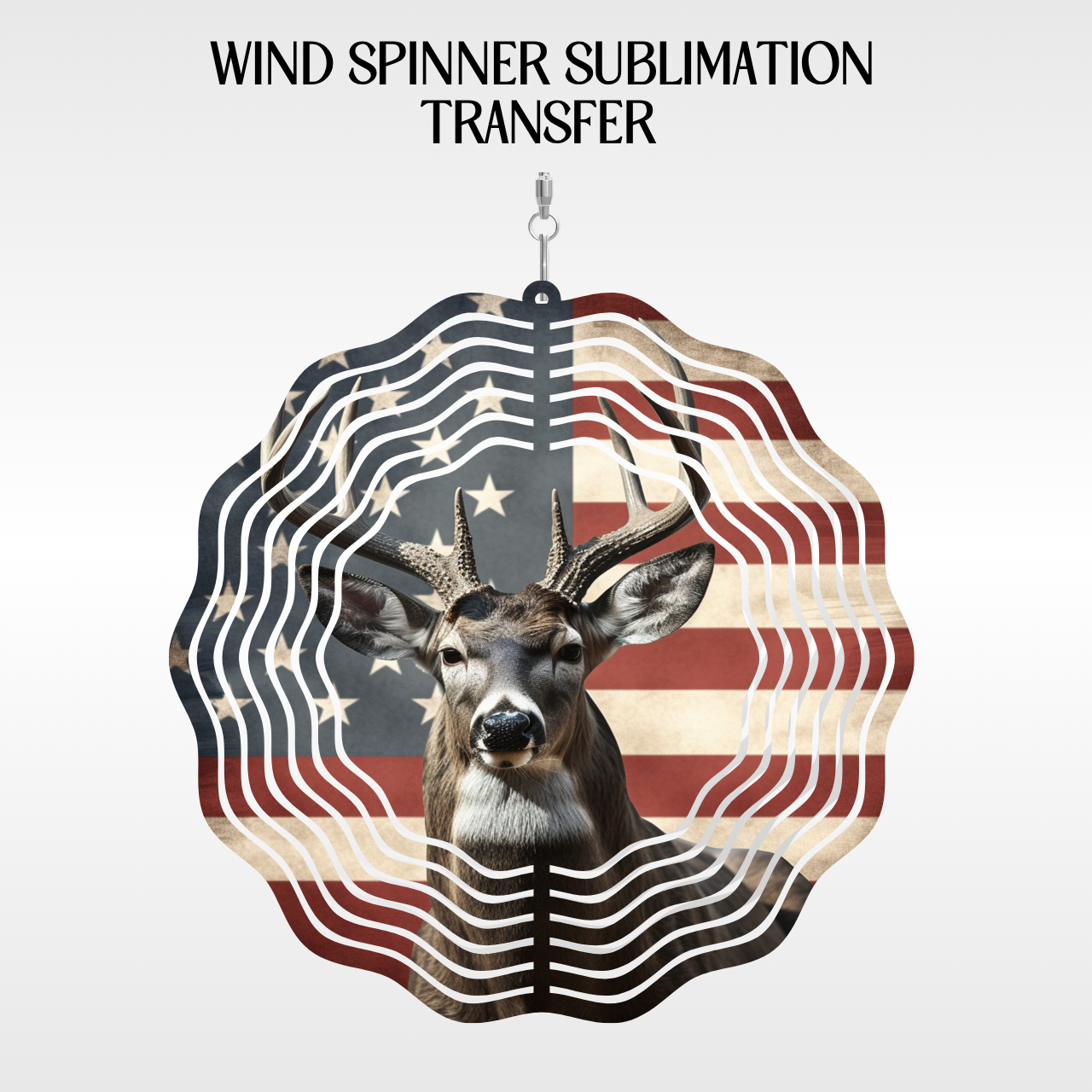 Reindeer American Flag - 10" Wind Spinner Set of 2 Sub. Transfer