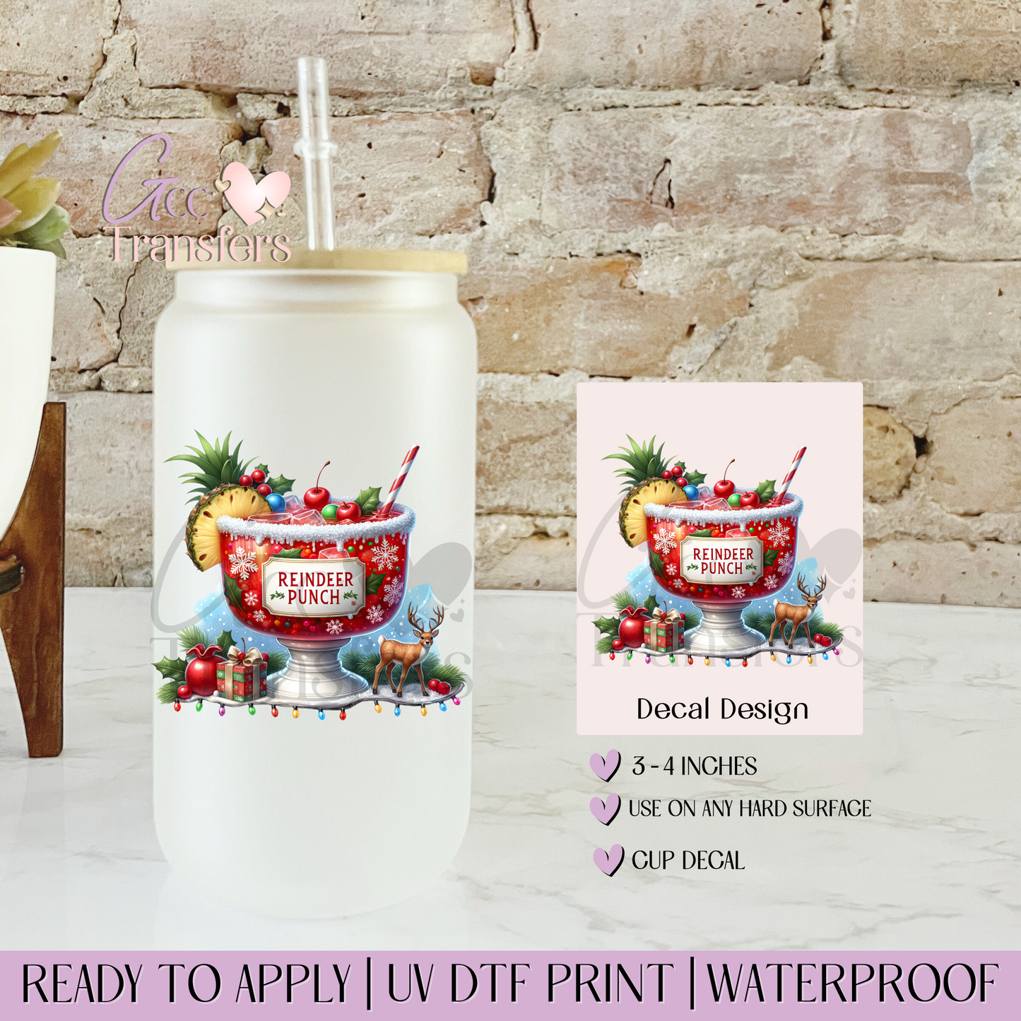 Reindeer Punch Christmas Drink - Decal UVDTF