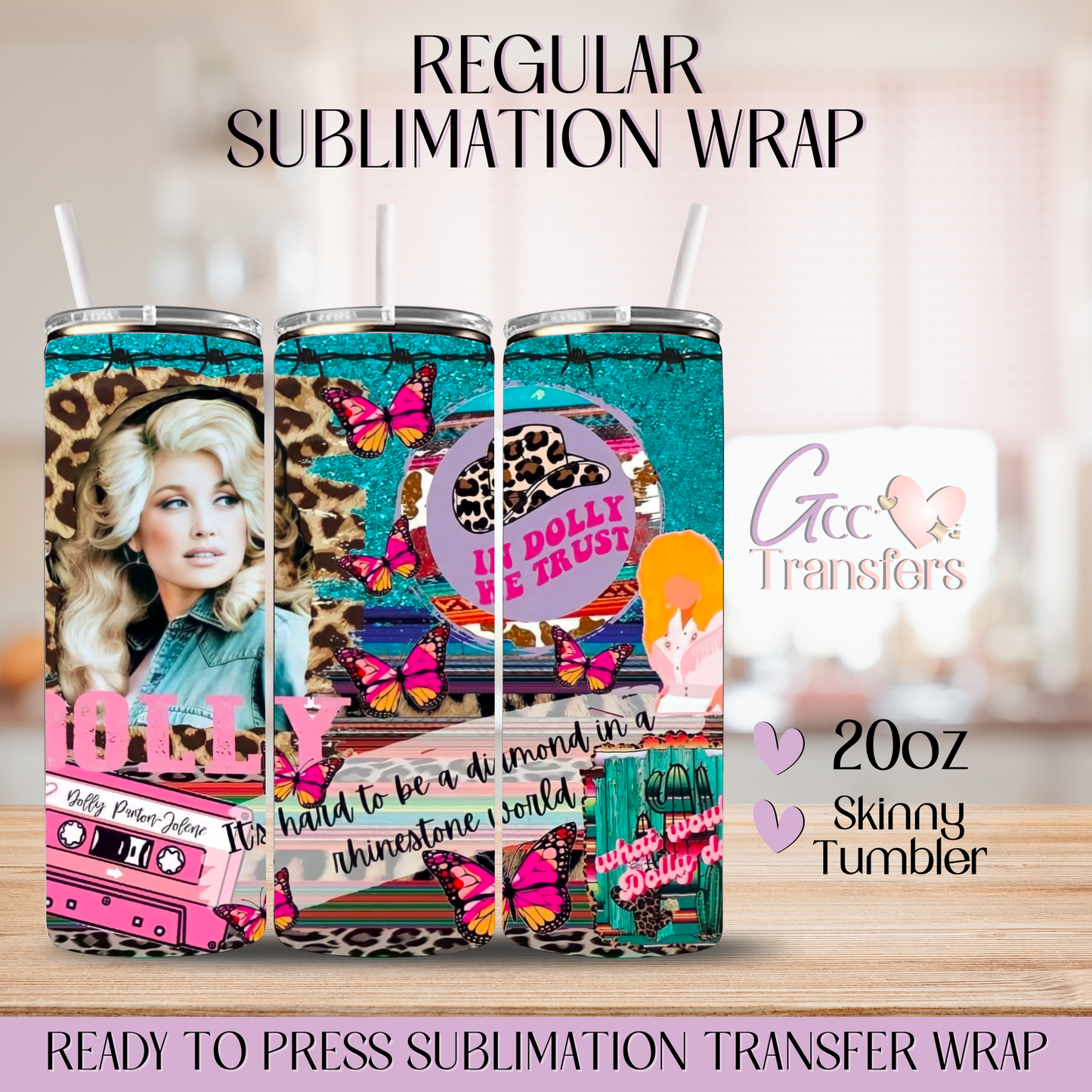 Retro Dolly Leopard - 20oz Regular Sublimation Wrap