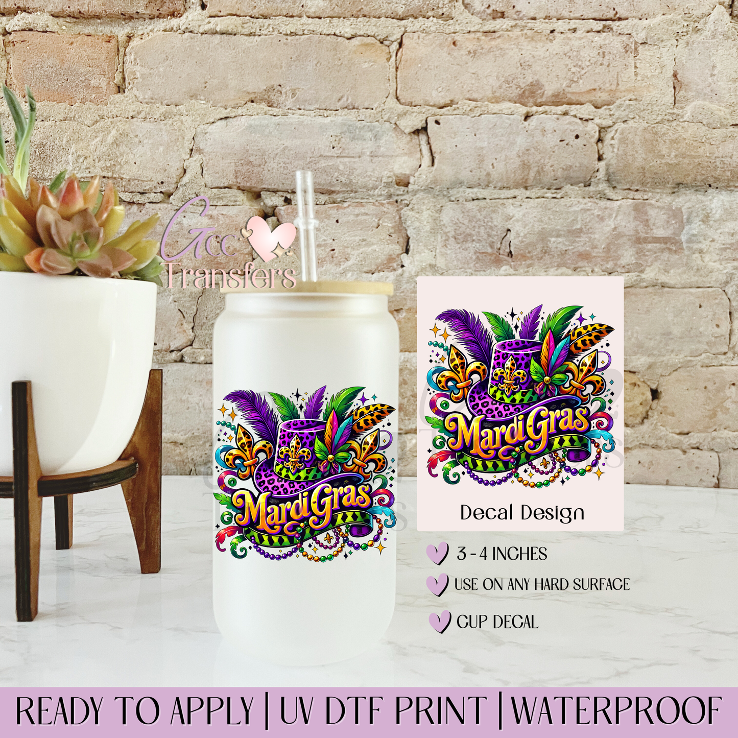 Retro Mardi Gras Mask - Decal UVDTF