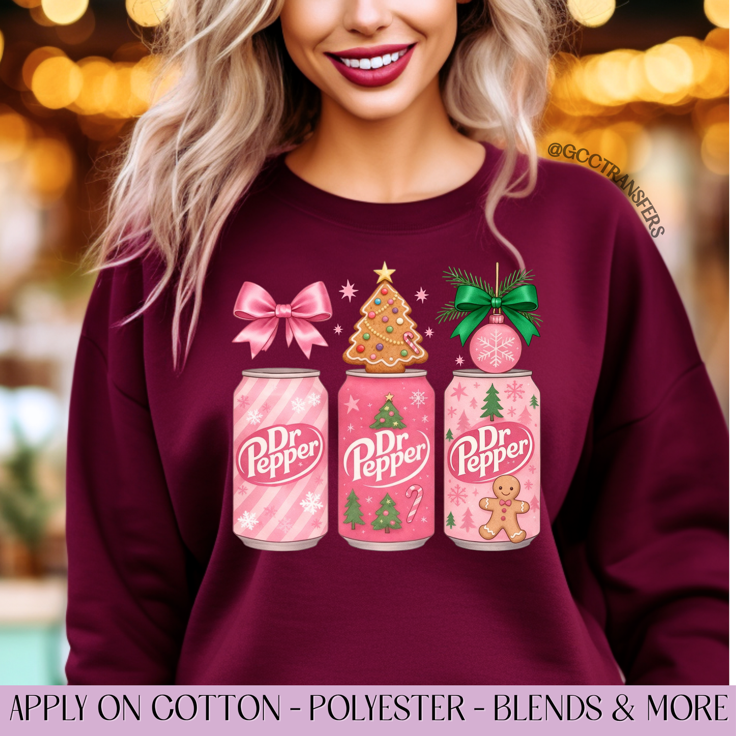 Pink Christmas Soda Retro - Full Color DTF Transfer