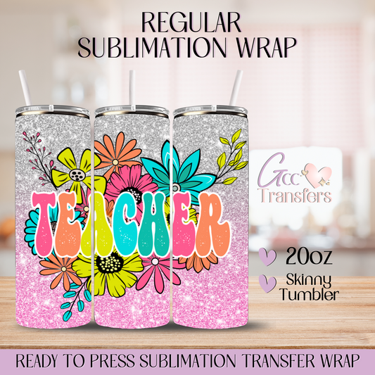 Retro Teacher Floral - 20oz Regular Sublimation Wrap