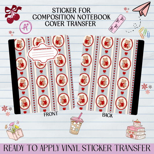 Retro Teddy Bear Valentine - Sticker for Notebook Cover