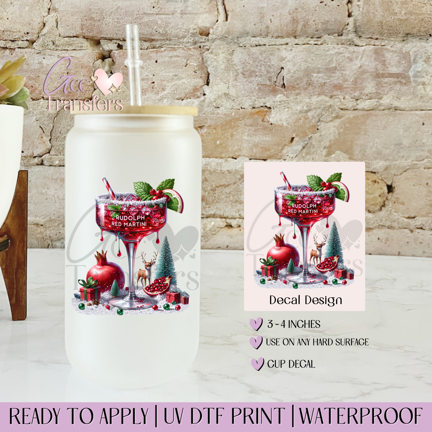 Rudolph Red Christmas Drink - Decal UVDTF