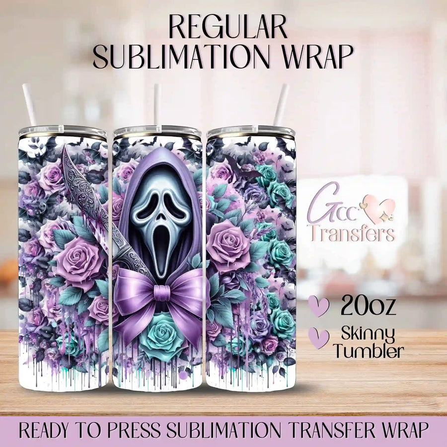 Scream Horror Roses Purple - 20oz Regular Sublimation Wrap