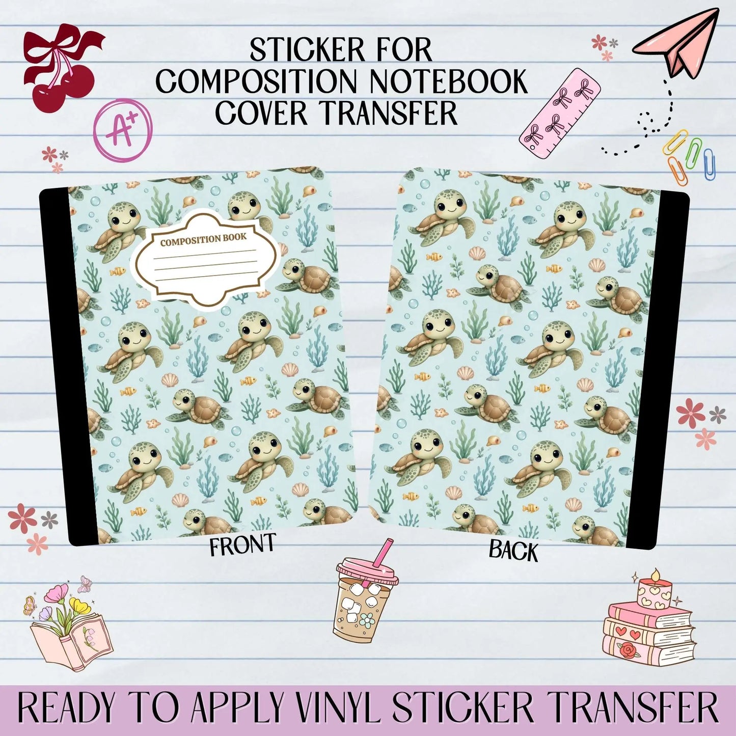 Sea Turtle Sticker for Notebook Cover