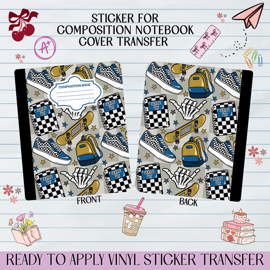 Skater Boy School - Sticker for Notebook Cover