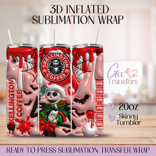 Christmas Skellington Coffee - 20oz 3D Inflated Sublimation Wrap