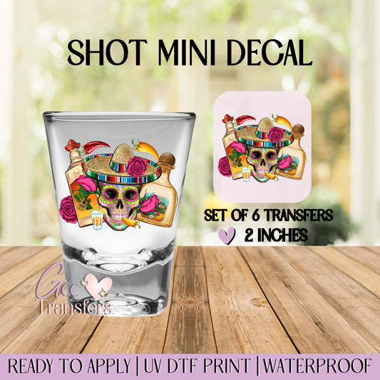 Skull Tequila Spicy Mexican - Set of 6 (Shot UV DTF)