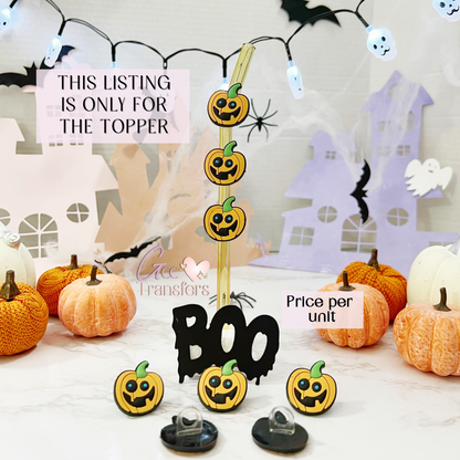 Smiling Pumpkin Blue Eyes (RTS) Straw Topper