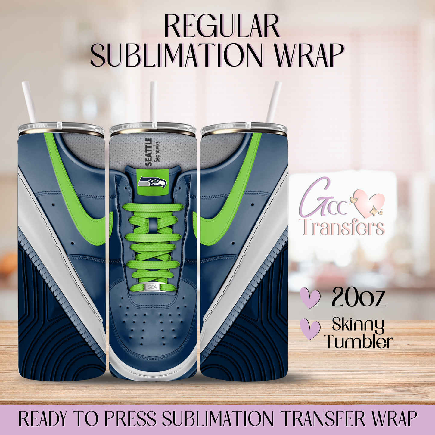 Sneaker Seattle Football Team - 20oz Regular Sublimation Wrap