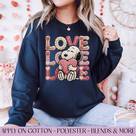 Snoopy Love Crochet Yarn - Full Color DTF Transfer