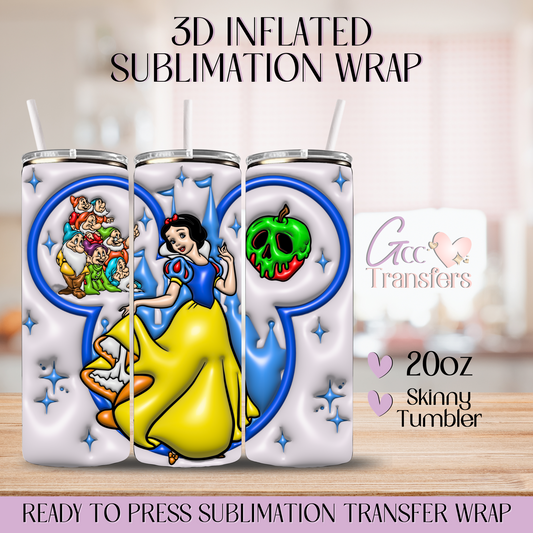 Princess Snow Castle White - 20oz 3D Inflated Sublimation Wrap