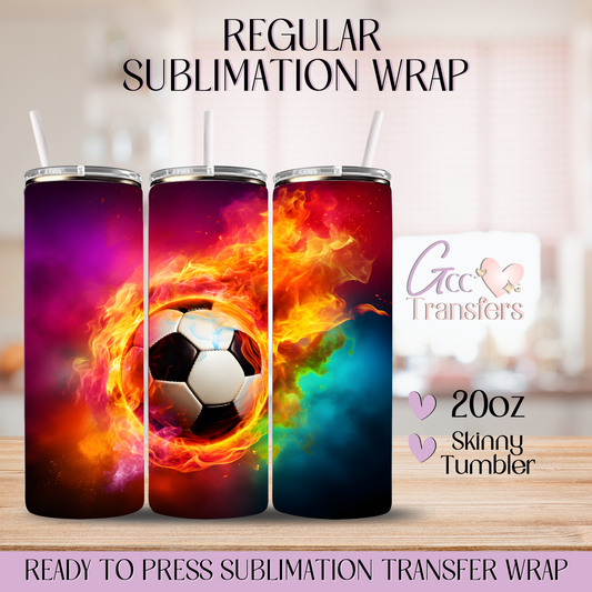 Soccer Ball Fire Colorful - 20oz Regular Sublimation Wrap