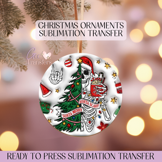 Sorta Merry Sorta Scary - 3" Ornament Sublimation Transfer