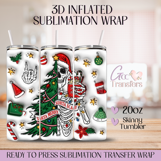 Sorta Merry Sorta Scary Skeleton - 20oz 3D Inflated Sublimation Wrap