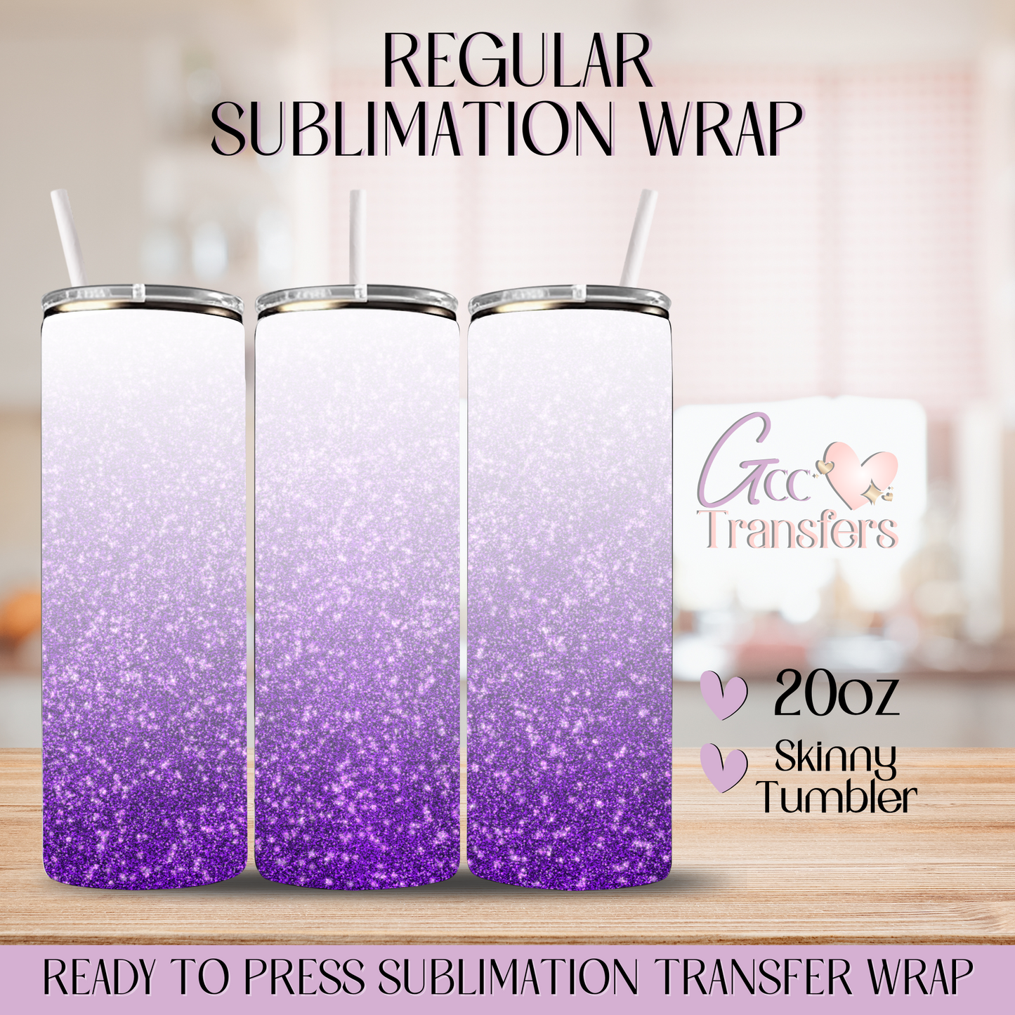 Sparking Purple Glitter - 20oz Regular Sublimation Wrap