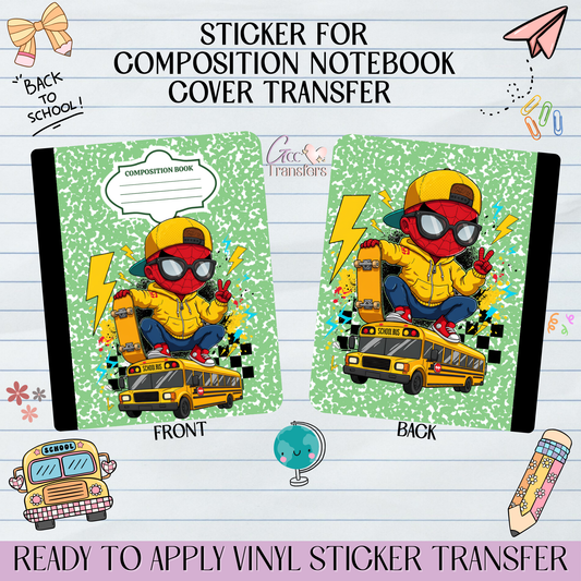 Blue Red Sky Defender School Bus - Sticker for Notebook Cover
