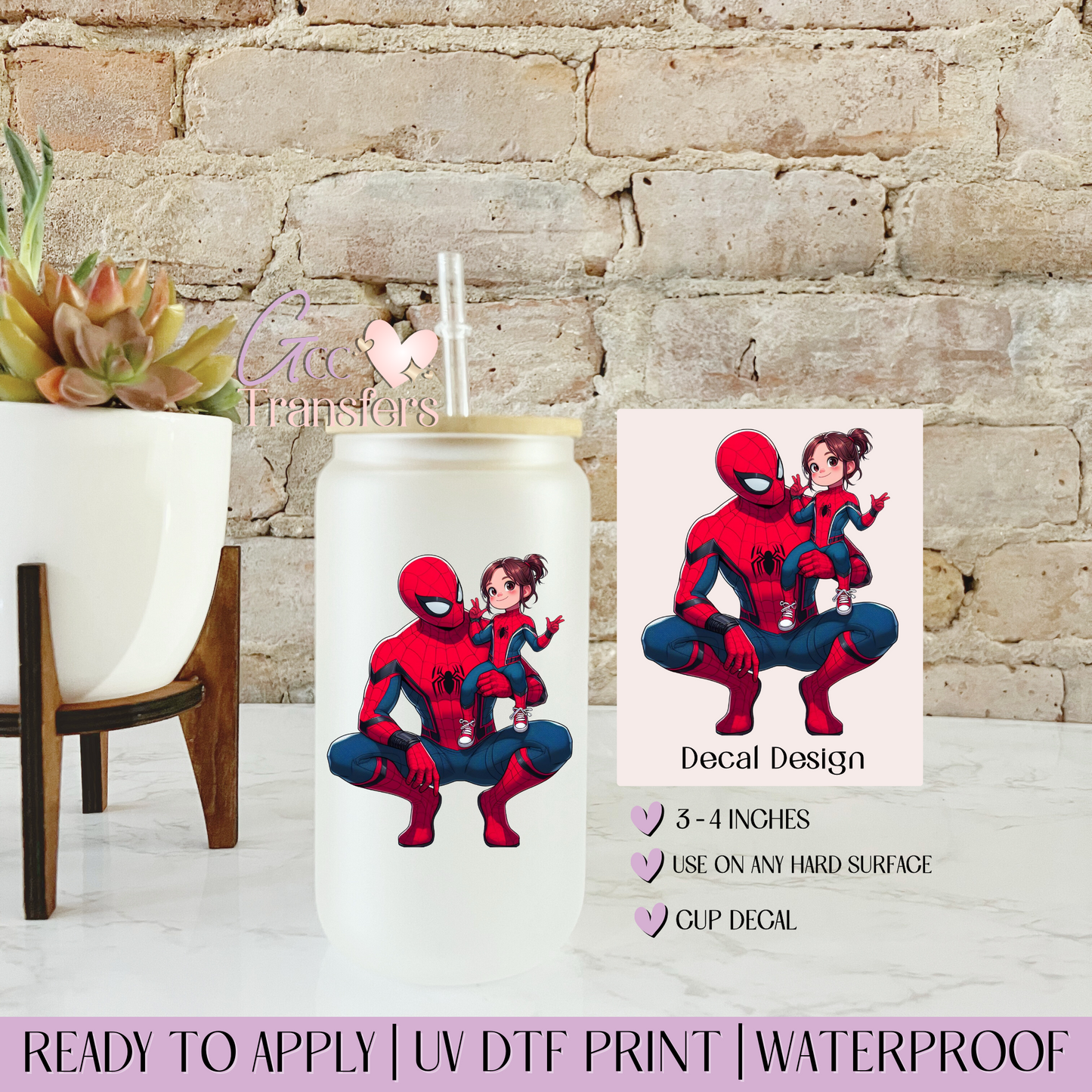 Man of Power Red & Blue Daddy & Daughter - Decal UVDTF