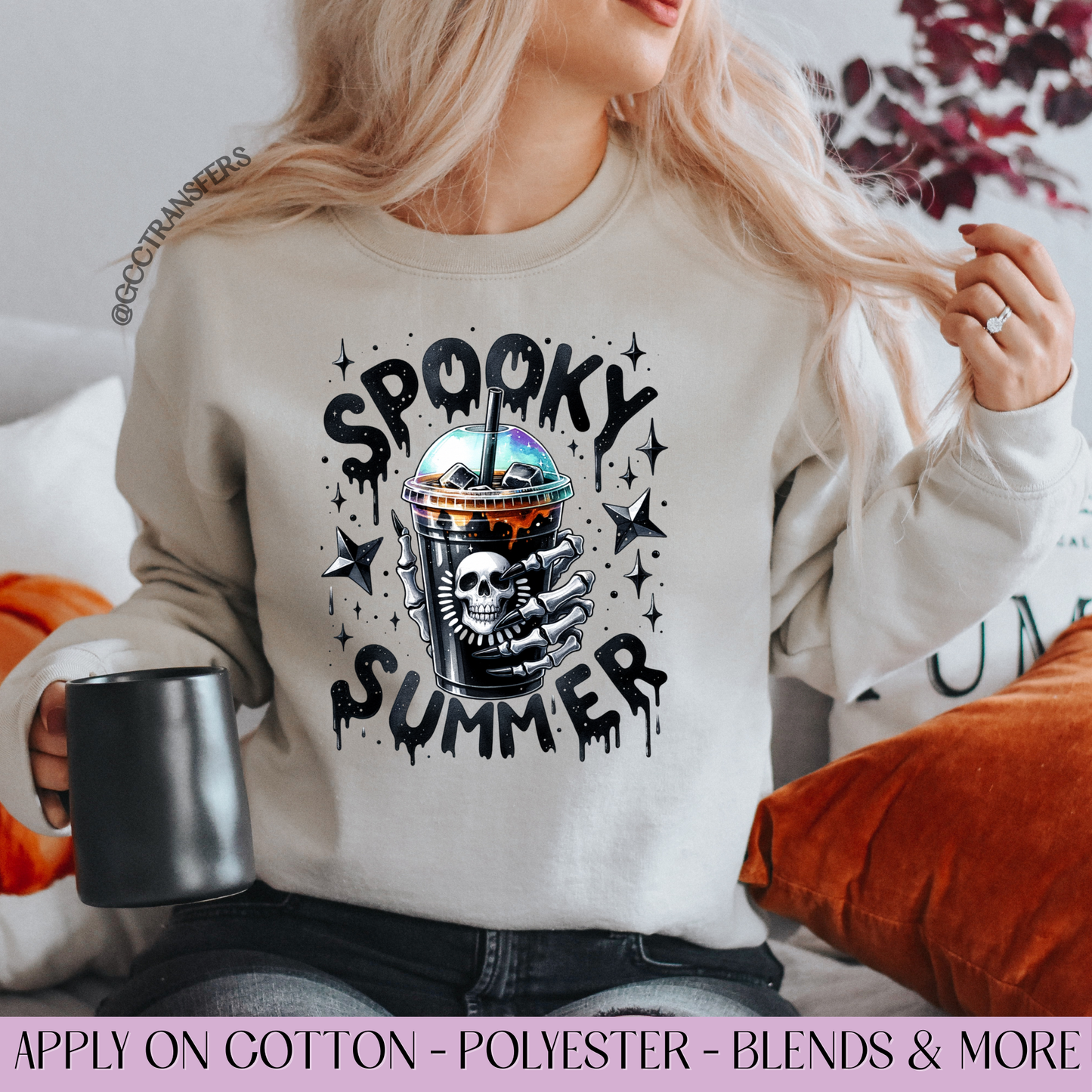 Spooky Summer Coffee Black  - Full Color DTF Transfer