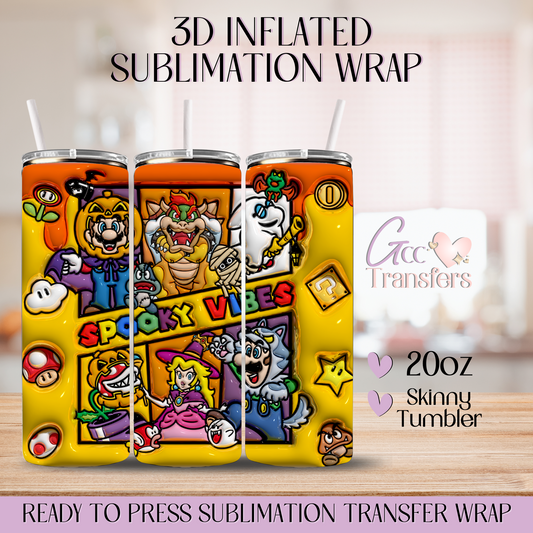 Spooky Vibes Mario Friends  - 20oz 3D Inflated Sublimation Wrap