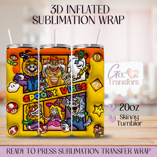 Spooky Vibes Game Over Friends - 20oz 3D Inflated Sublimation Wrap