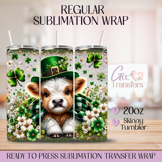 Baby Highland Cow St. Patrick - 20oz Regular Sublimation Wrap