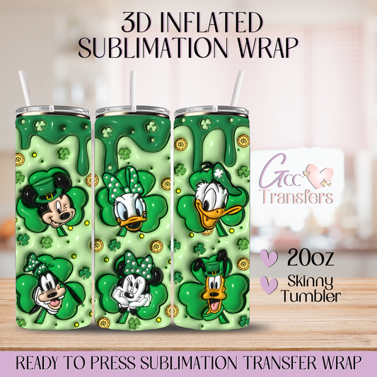 St. Patrick Mouse Friends - 20oz 3D Inflated Sublimation Wrap