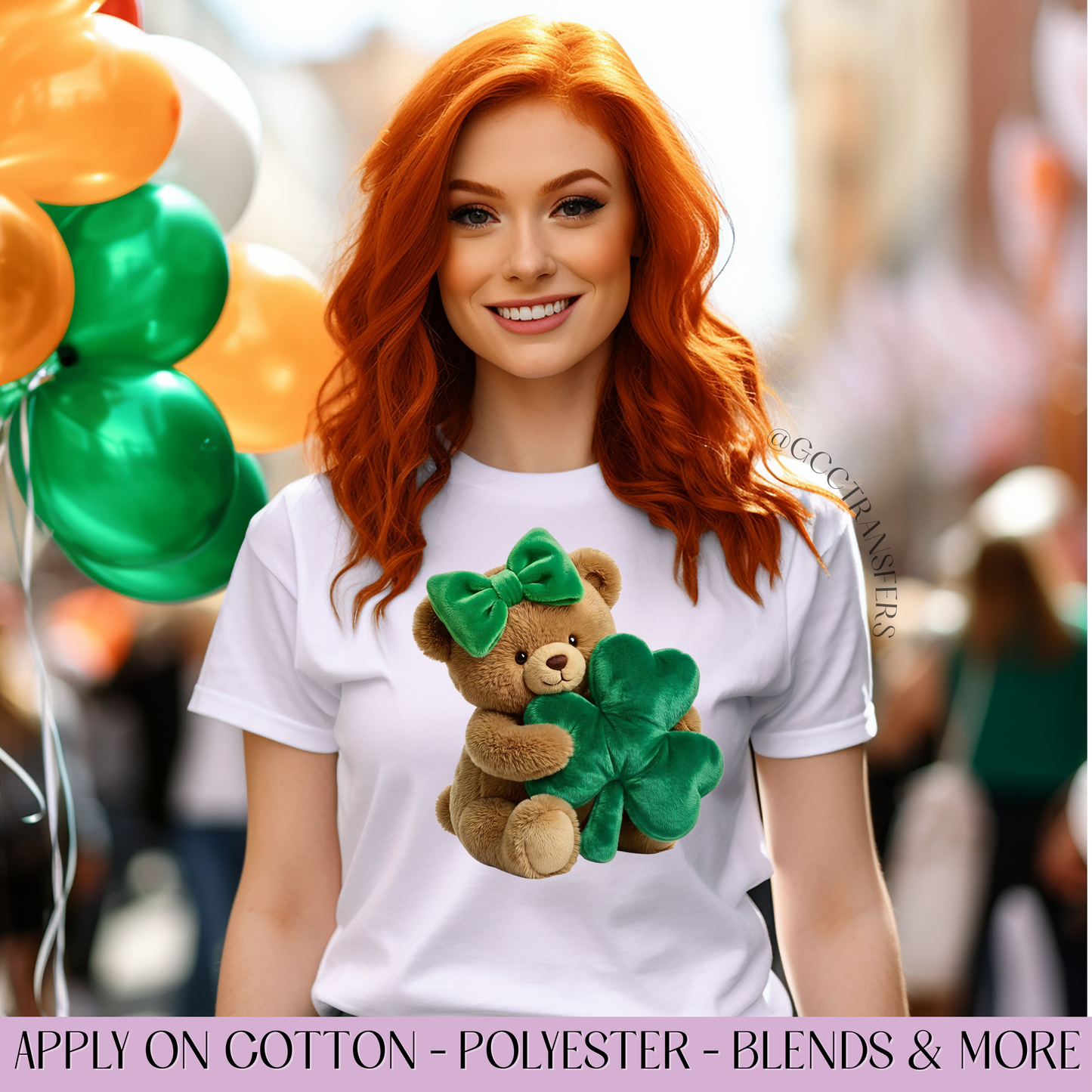 St. Patrick Teddy Bear - Full Color DTF Transfer