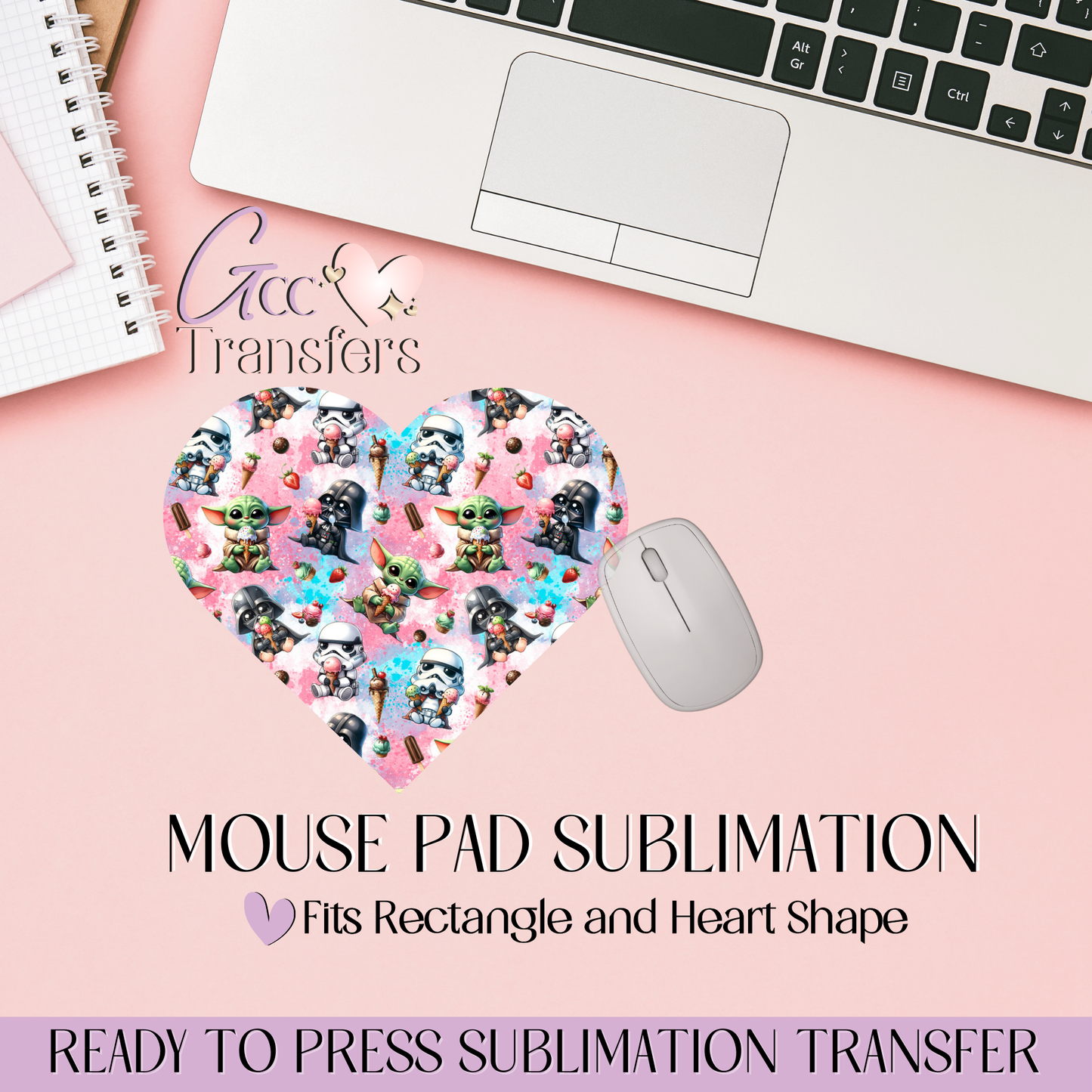 Cute Space Wars Cartoon - Mouse Pad Sublimation Transfer