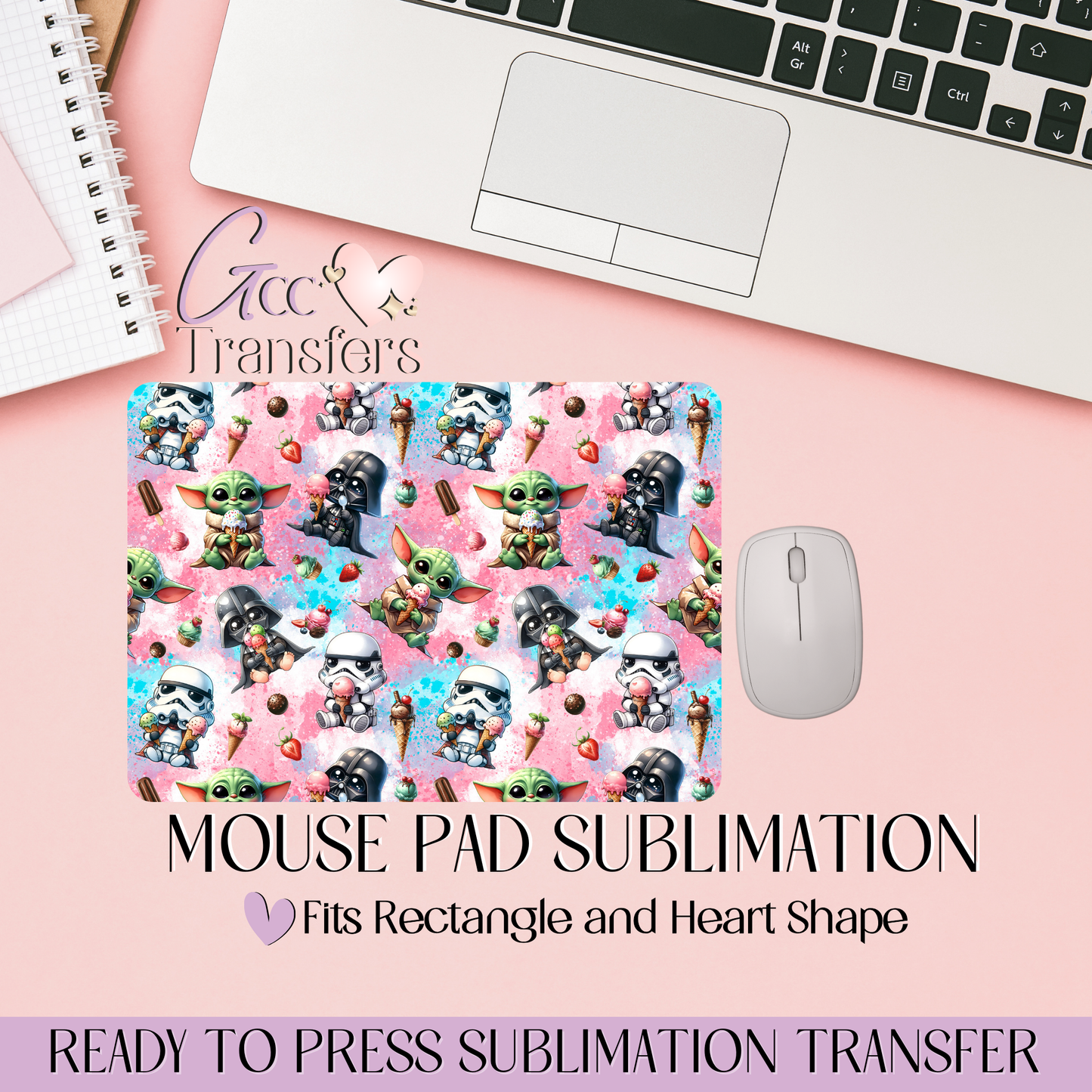 Cute Space Wars Cartoon - Mouse Pad Sublimation Transfer