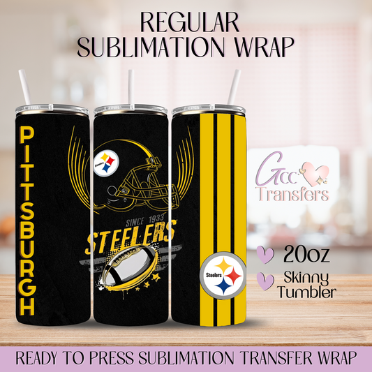 Steelers Football Helmet - 20oz Regular Sublimation Wrap