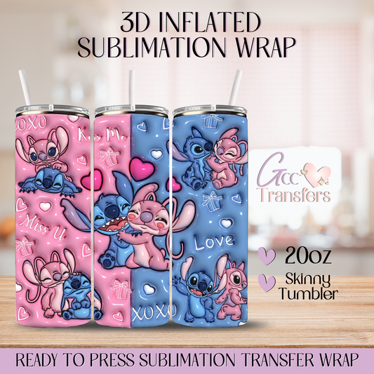 Cute Alien Character Hugging - 20oz 3D Inflated Sublimation Wrap