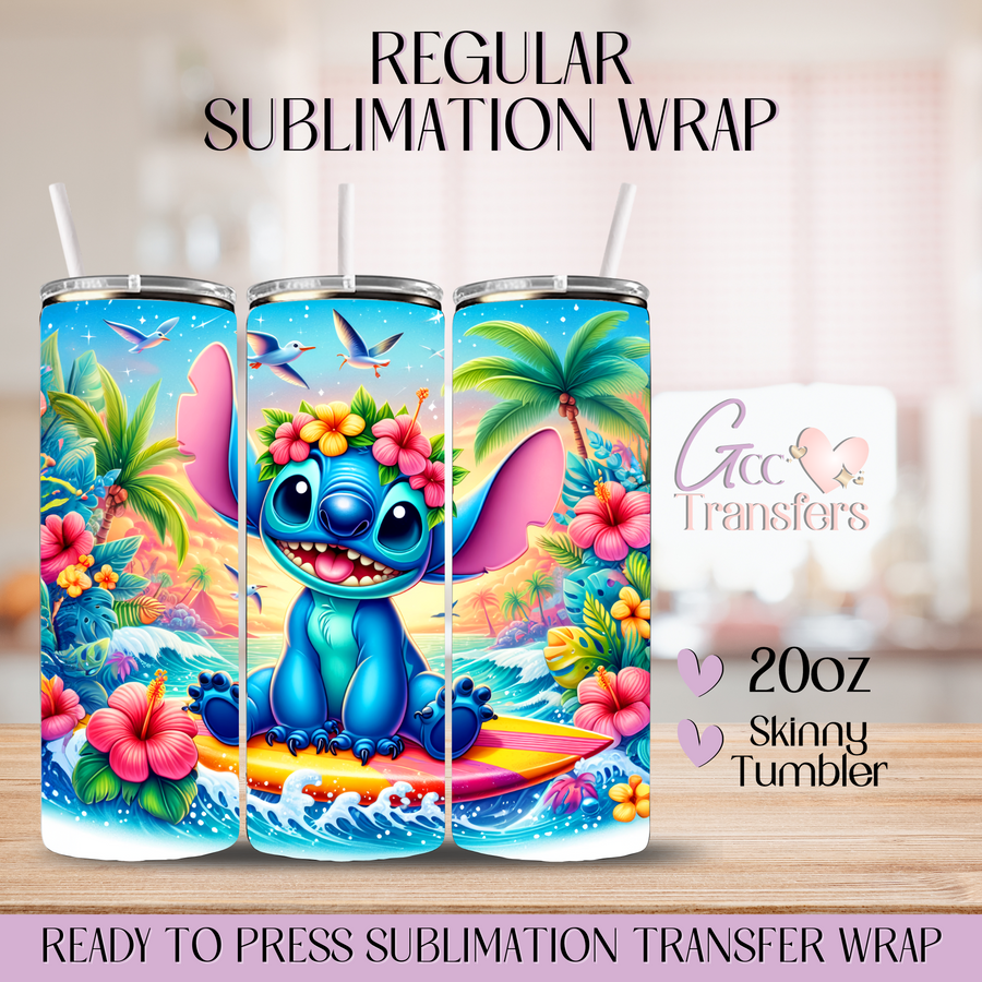 Alien Character on the Beach Flowers - 20oz Regular Sublimation Wrap