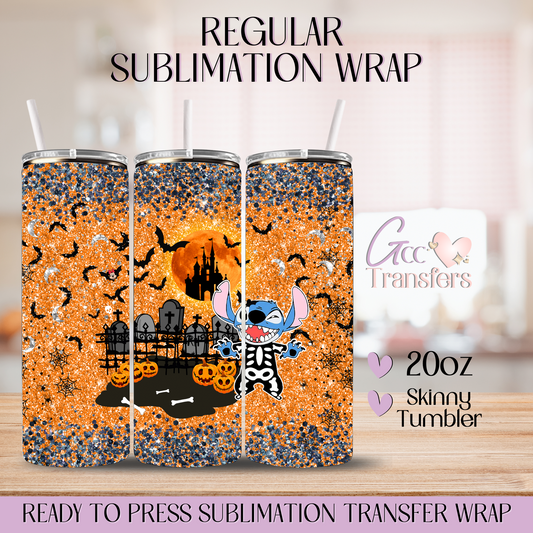 Orange Glitter Cute Character Graves - 20oz Regular Sublimation Wrap