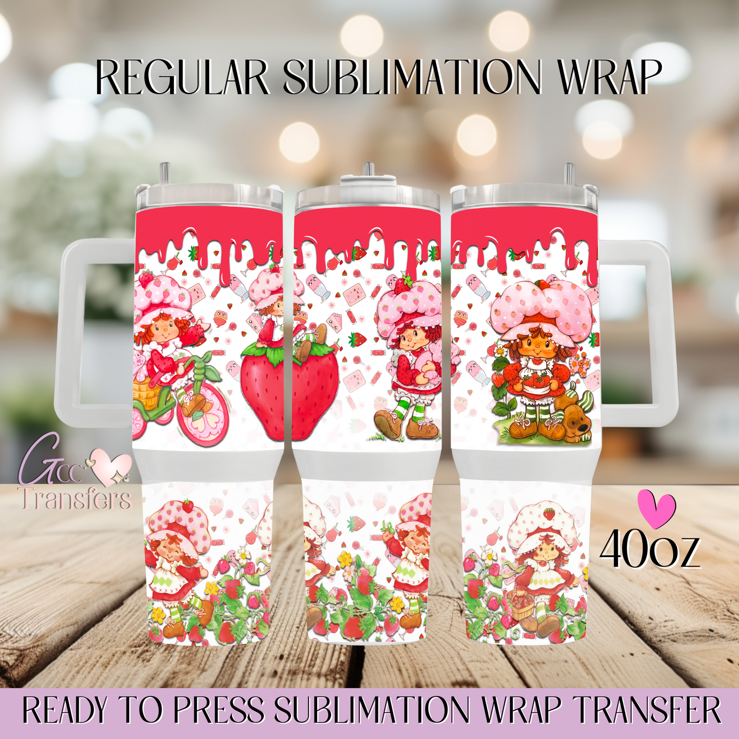 Strawberry Cartoon - 40oz Regular Sublimation Wrap