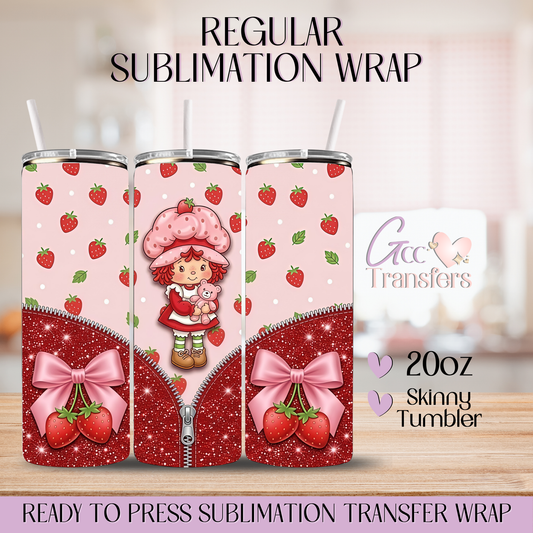 Strawberry Zipper Cartoon Glitter - 20oz Regular Sublimation Wrap