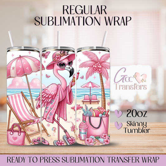 Summer Flamingo Beach - 20oz Regular Sublimation Wrap