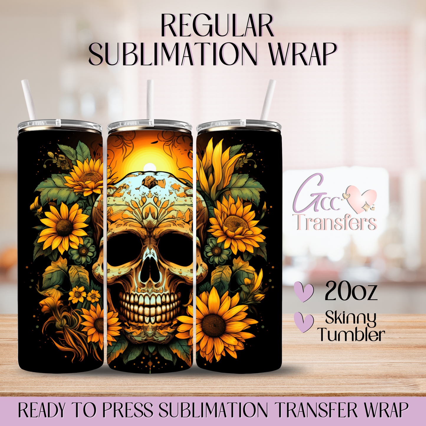 Sunflower Skull - 20oz Regular Sublimation Wrap