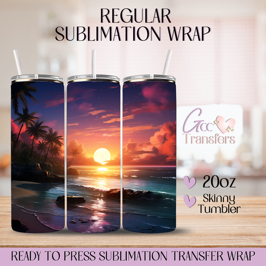 Sunset Beach Landscape - 20oz Regular Sublimation Wrap