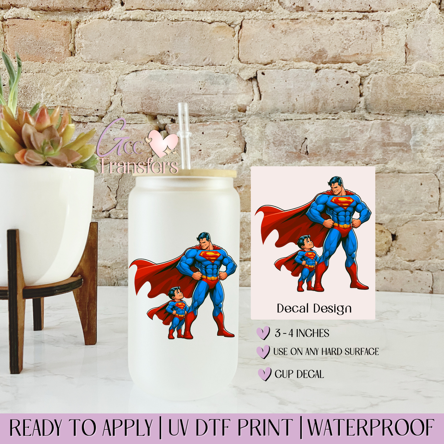 Man of Steel Dad & Boy- Decal UVDTF