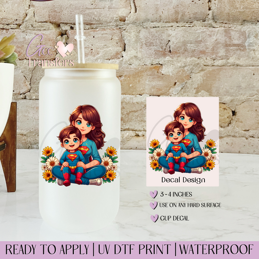 Man of Steel Superhero Mama & Son - Decal UVDTF