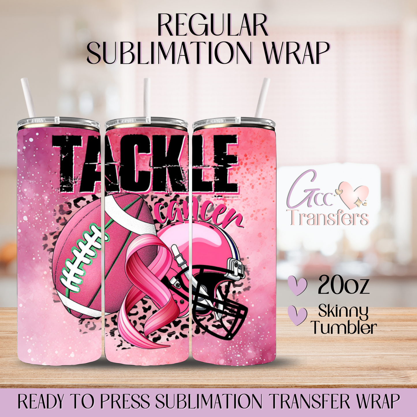 Tackle Cancer Football - 20oz Regular Sublimation Wrap