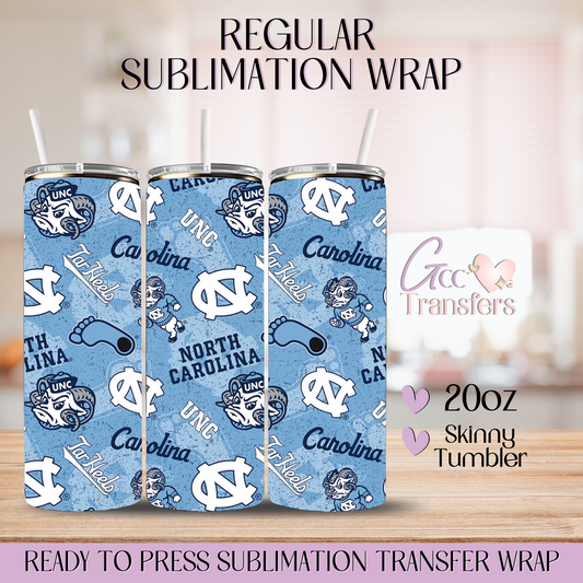 Tar Heels Football Team- 20oz Regular Sublimation Wrap