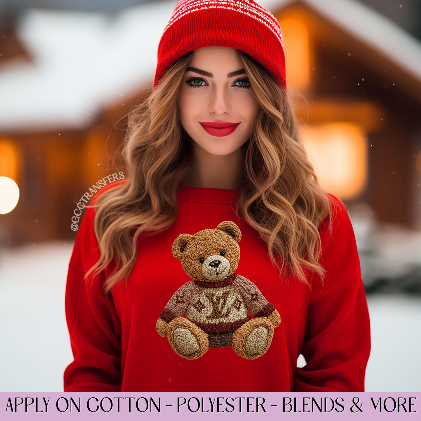 Teddy Bear LV Luxury Crochet Yarn - Full Color DTF Transfer